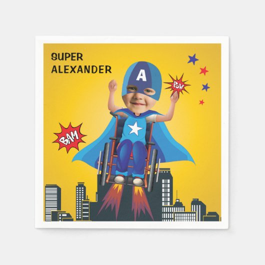 Serviette En Papier Handicap Volant Superhero Fun Anniversaire (Devant)