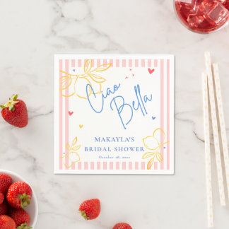 Serviette En Papier Handrawn Ciao Bella lemon Italian Bridal Shower