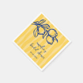 Serviette En Papier Handwritten Italian Lemon Stripes Bridal Shower (Coin)