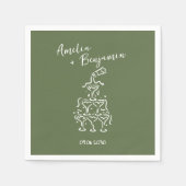 Serviette En Papier Handwritten  retro Champagne Tower Wedding  (Devant)