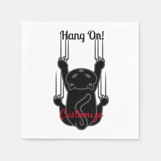 Serviette En Papier Hang On Black Cat (Devant)