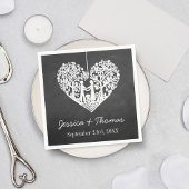 Serviette En Papier Hanging Heart Tree Chalkboard Mariage Collection