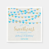 Serviette En Papier Hanging Love Hearts Petit Amoureux Anniversaire (Devant)