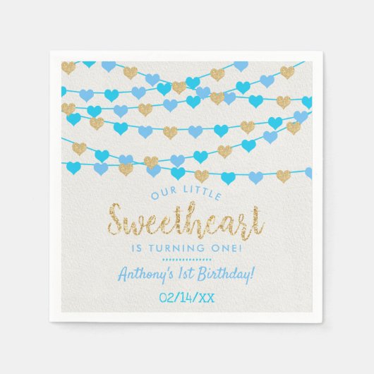 Serviette En Papier Hanging Love Hearts Petit Amoureux Anniversaire (Devant)