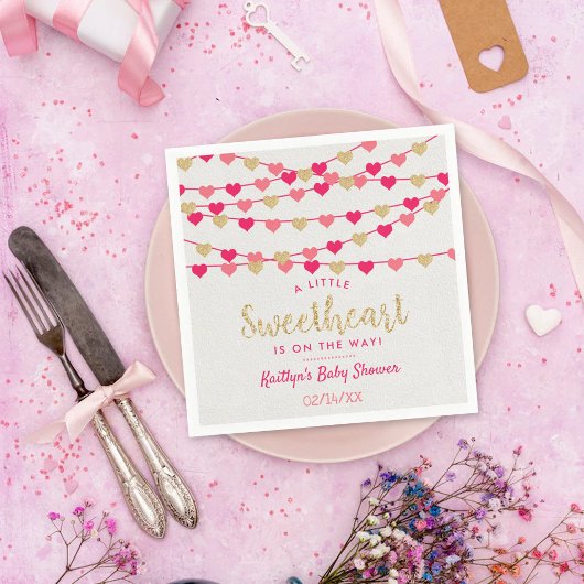 Serviette En Papier Hanging Love Hearts Petit Baby shower amoureux