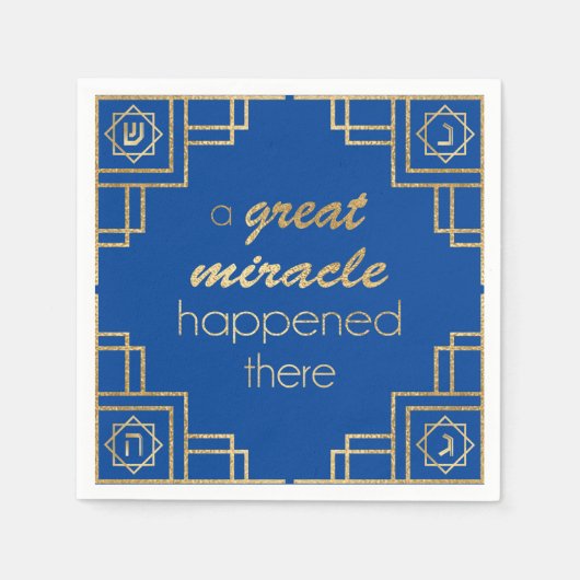 Serviette En Papier Hanoukka Art Déco Un Grand Miracle Gold (Devant)