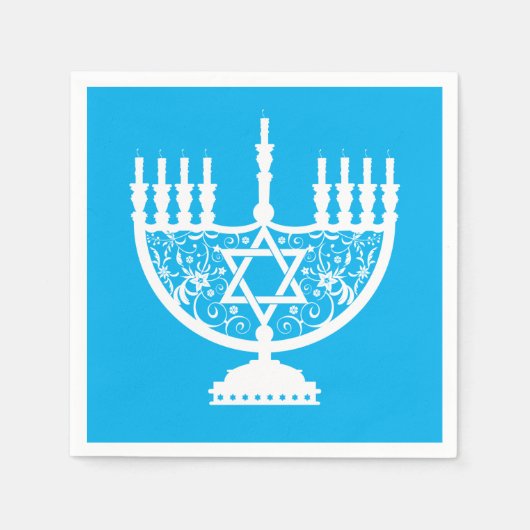 Serviette En Papier Hanoukka blanche menorah (Devant)