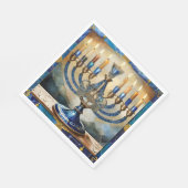 Serviette En Papier Hanoukka bleue Menorah (Coin)