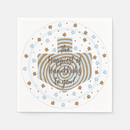 Serviette En Papier Hanoukka Blue Brown Swirl Dreidel (Devant)