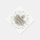 Serviette En Papier Hanoukka Blue Brown Swirl Dreidel (Coin)