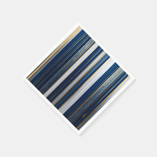Serviette En Papier Hanoukka Blues Stripes Bleu Blanc Or (Coin)