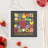 Serviette En Papier Hanoukka Chanukah Menorah Dreidel Symboles juifs (En situation)