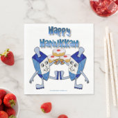 Serviette En Papier Hanoukka Dancing Dreidels et Jelly Doughnut (En situation)