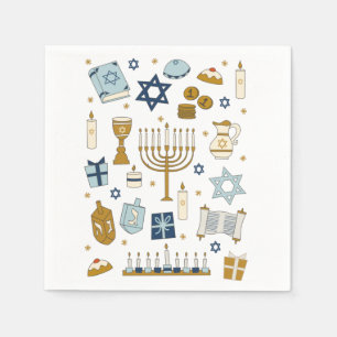 Serviette En Papier Hanoukka Doodles mignon papier illustré Napkin