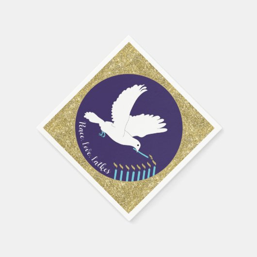 Serviette En Papier Hanoukka Dove Menorah Design (Coin)