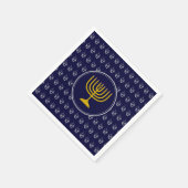 Serviette En Papier HANOUKKA Dreidel Menorah BLUE SILVER GRAY (Coin)