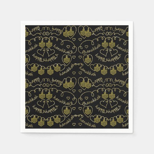 Serviette En Papier Hanoukka Gold Dreidels (Devant)