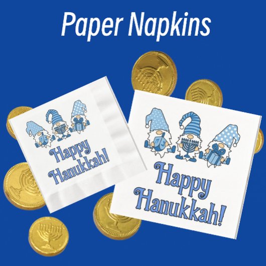Serviette En Papier Hanoukka heureuse avec trois Gnomes