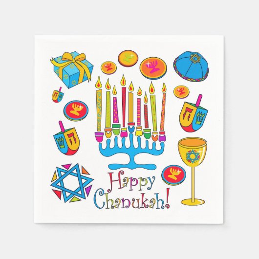 Serviette En Papier Hanoukka heureuse - Chanukah Napkin (Devant)