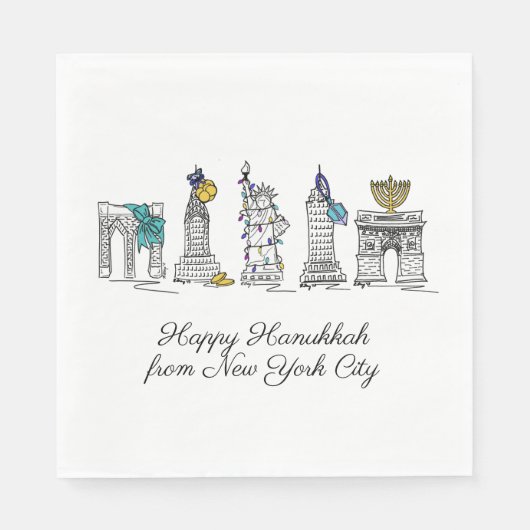 Serviette En Papier Hanoukka heureuse de New York City NYC Chanukah (Devant)