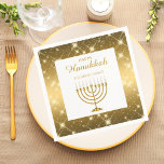 Serviette En Papier Hanoukka juive moderne Gold et White Menorah<br><div class="desc">Serviettes d'Hanoukka juives d'or et de Menorah blanches modernes</div>