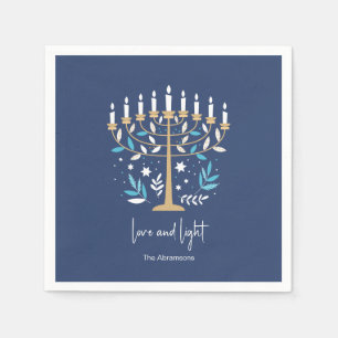 Serviette En Papier Hanoukka Love & Light Floral Menorah