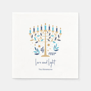 Serviette En Papier Hanoukka Love & Light Floral Menorah