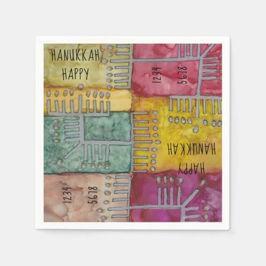 Serviette En Papier Hanoukka Menorahs (Devant)