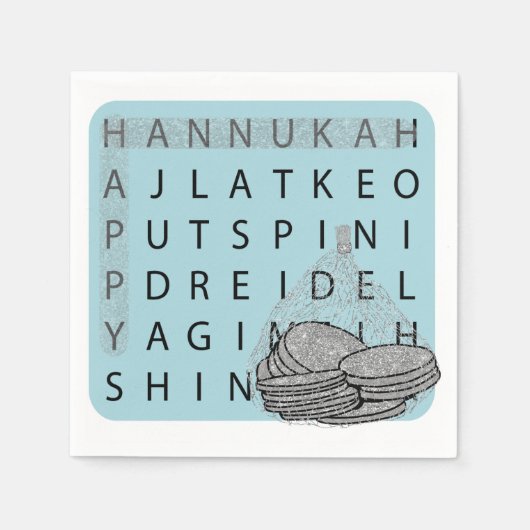 Serviette En Papier Hanoukka Mot-mot-clé Gelt (Devant)