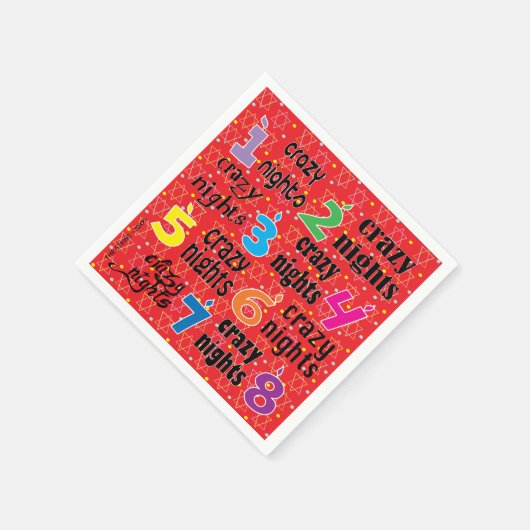 Serviette En Papier Hanoukka Napkin Personnaliser "8 Nuits Folles/Roug (Coin)
