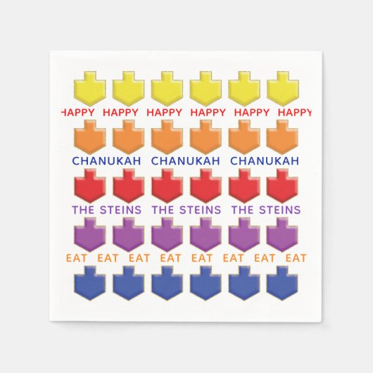 Serviette En Papier Hanoukka Napkin Personnaliser "Dreidels 3D" (Devant)