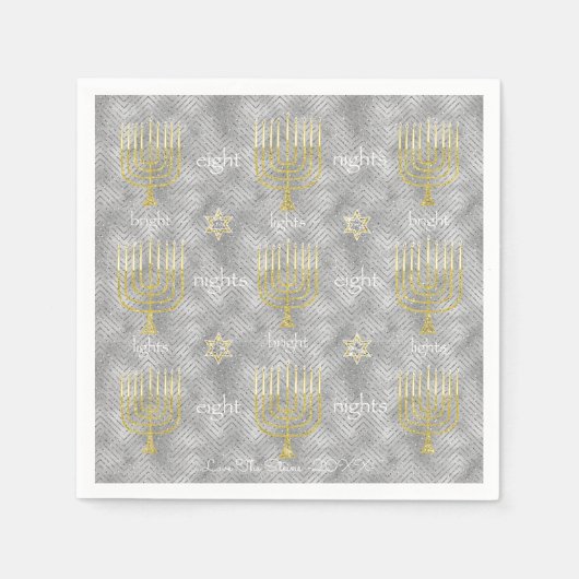Serviette En Papier Hanoukka Napkin Personnaliser "Menorahs élégants" (Devant)