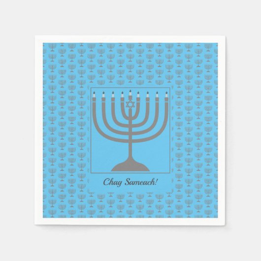 Serviette En Papier Hanoukka personnalisée | Papier MENORAH (Devant)