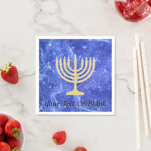 Serviette En Papier Hanoukka Snowstorm Menorah (En situation)
