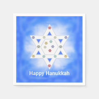 Serviette En Papier Hanoukka Star et Snowflakes Blue