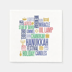 Serviette En Papier Hanoukka Words Holiday Paper Napkins