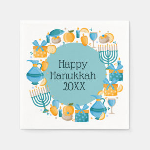 Serviette En Papier Hanoukka Wreath Blue