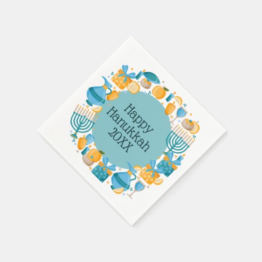 Serviette En Papier Hanoukka Wreath Blue (Coin)