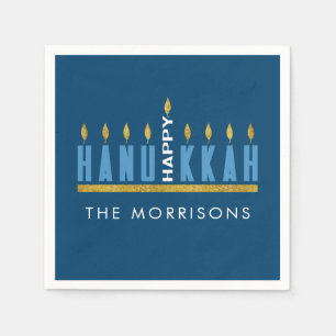 Serviette En Papier Hanukkah Menorah personnalisée Joyeux Hanukkah