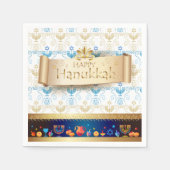 Serviette En Papier Hanukkiah Happy Hanukkah Jewish dreidel Menorah (Devant)