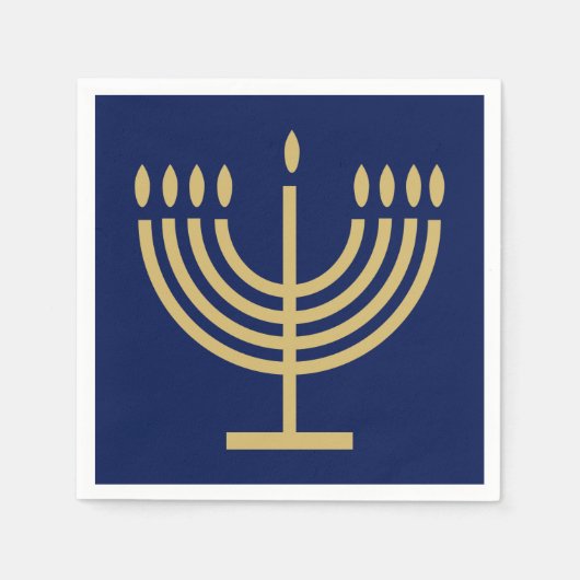 Serviette En Papier Hanukkiah Happy Hanukkah Jewish dreidel Menorah (Devant)