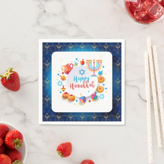 Serviette En Papier Hanukkiah Happy Hanukkah Jewish Holiday Menorah (En situation)
