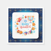 Serviette En Papier Hanukkiah Happy Hanukkah Jewish Holiday Menorah (Devant)