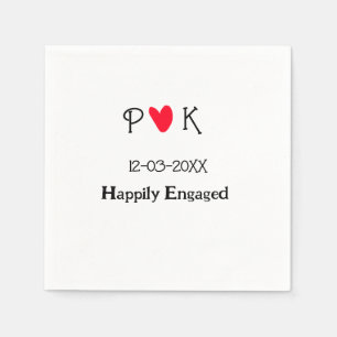 Serviette En Papier Happily Engagé ajouter nom de couple date de lettr