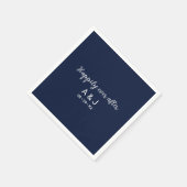 Serviette En Papier Happily Ever After Blue White Monogram Wedding (Coin)