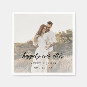 Serviette En Papier Happily Ever After Photo Wedding