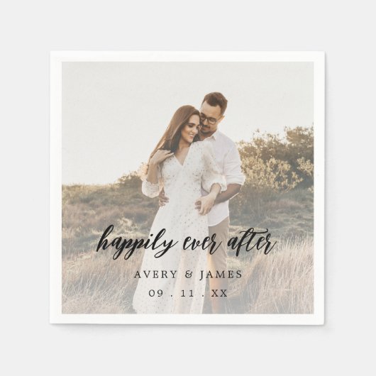 Serviette En Papier Happily Ever After Photo Wedding (Devant)