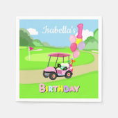 Serviette En Papier Happy 1st Birthday Polka Dot Pink Girly Golf  (Devant)