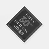 Serviette En Papier HAPPY 30E ANNIVERSAIRE ; Style Art Déco ; Nom pers (Coin)