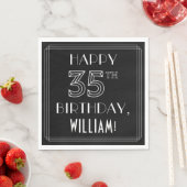 Serviette En Papier HAPPY 35E ANNIVERSAIRE ; Style Art Déco ; Nom pers (En situation)